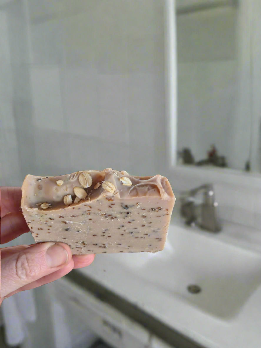 Exfoliating natural soap soap with oatmeal and honey