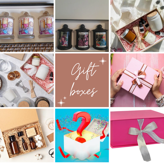 Gift boxes candles,  body products and mystery boxes