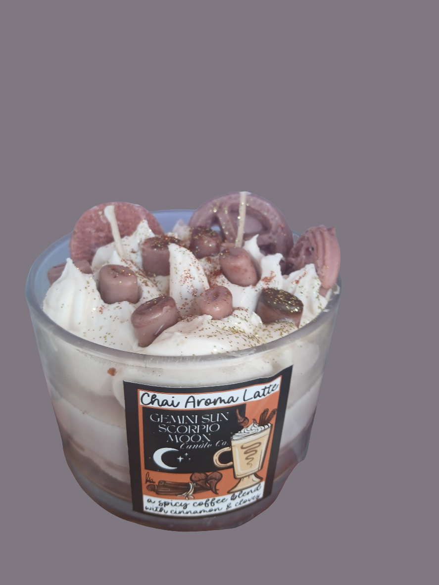 Chai latte and coffee dessert candles