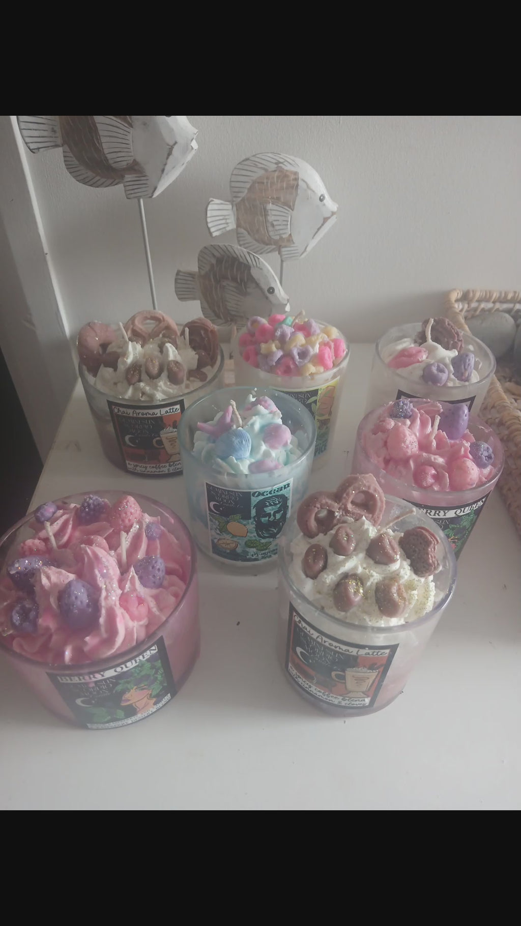 Cereal dessert candle scented in caramel spice or Froot loops