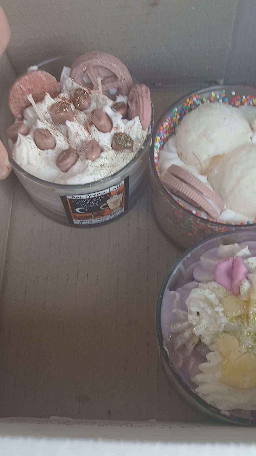 Cereal dessert candle scented in caramel spice or Froot loops